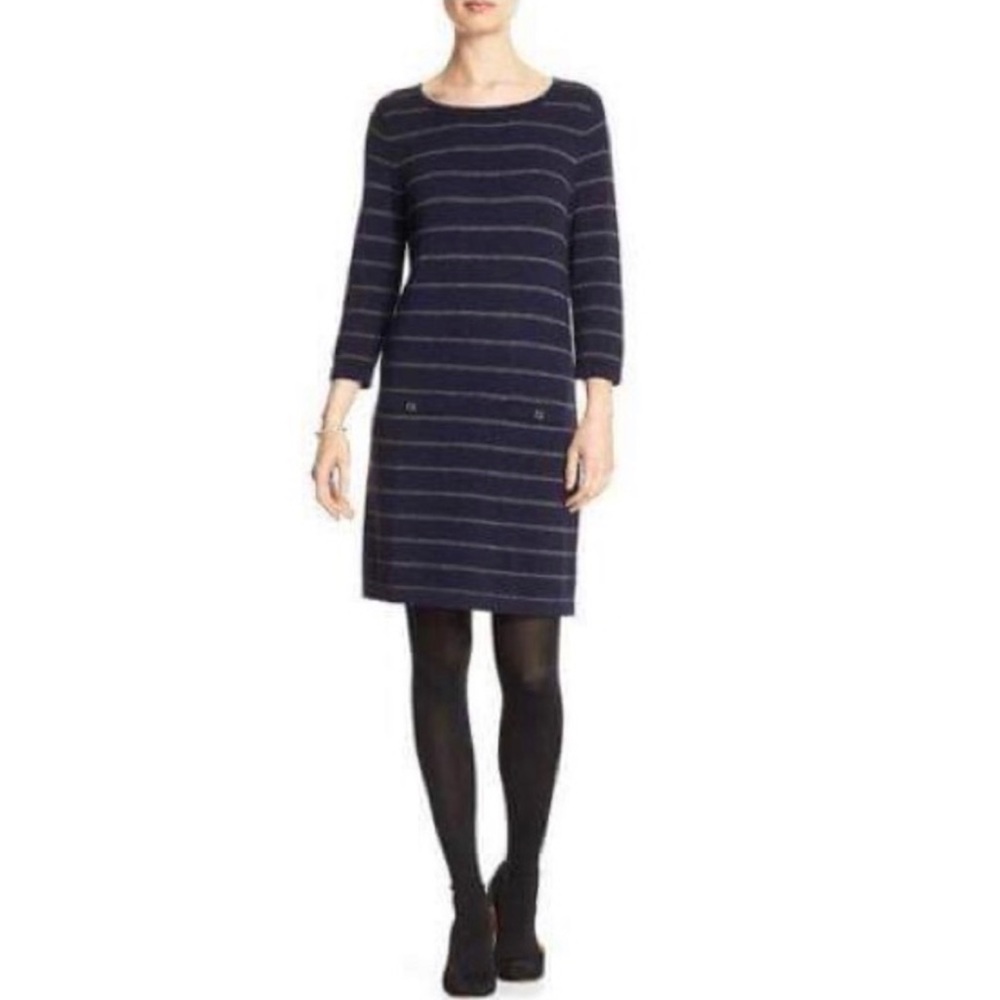 Banana Republic Navy Striped Sweater Dress Medium